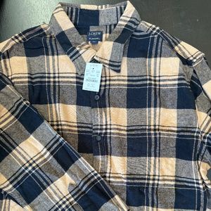 Mens Brown Plaid Flannel Button Down